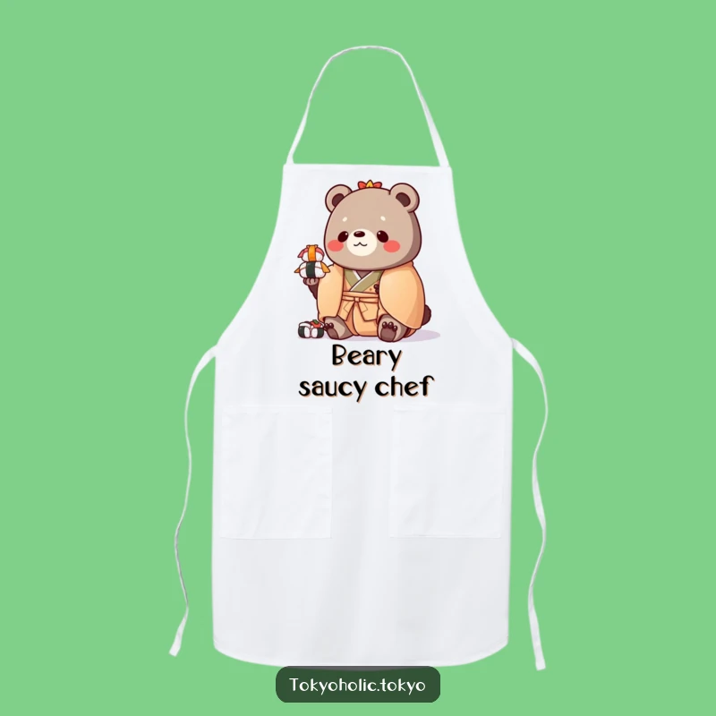 Funny Chubby Bear Sushi Apron: Kitchen Kimono Bear Wear, Practical Funny Gift for Chefs