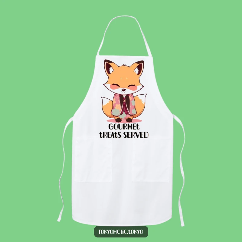 Funny Fox Kimono Apron: Playful Bowing Chef Wear, Perfect Funny Hostess Gift