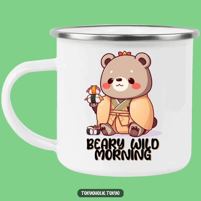 Funny Chubby Bear Sushi Camping Mug: Durable Kimono Bear Cup, Great Funny Gift Outdoors