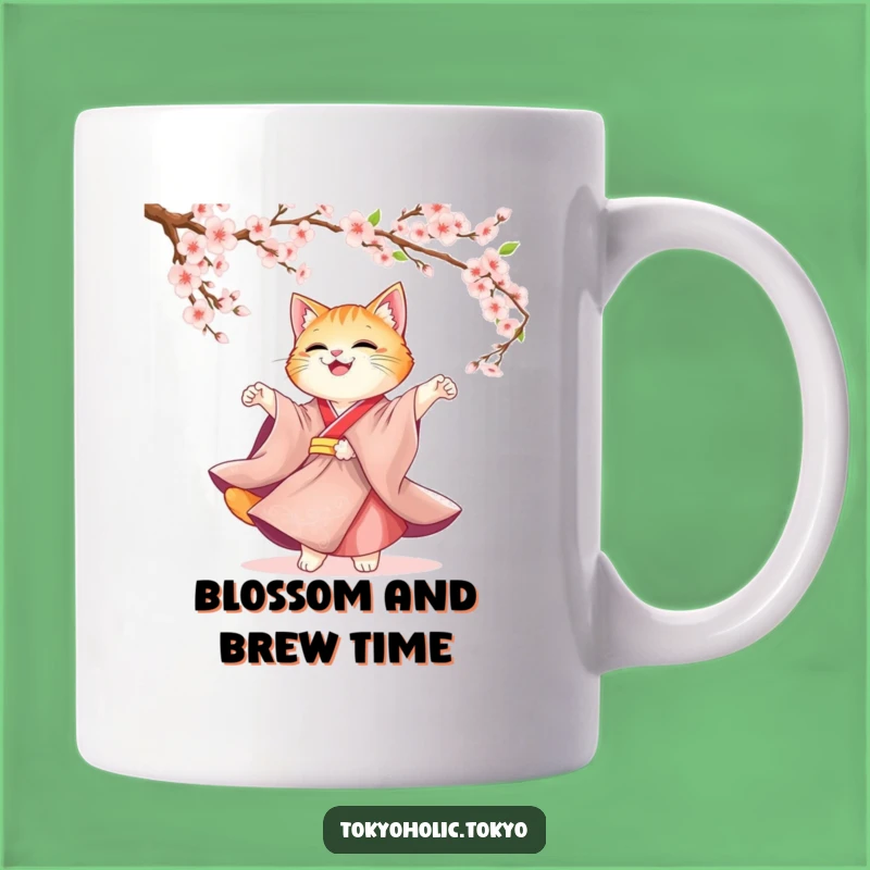 Funny Cat Kimono Mug: Joyful Blossom Dancer Gift, Perfect for Cat Lovers