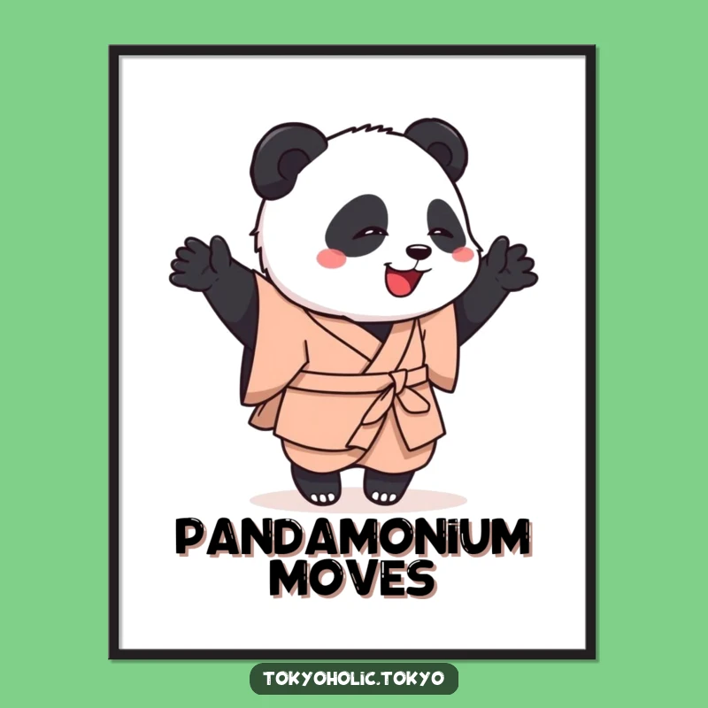 Funny Panda Dance Poster: Kimono Panda Wall Art, Unique Funny Gift Decor