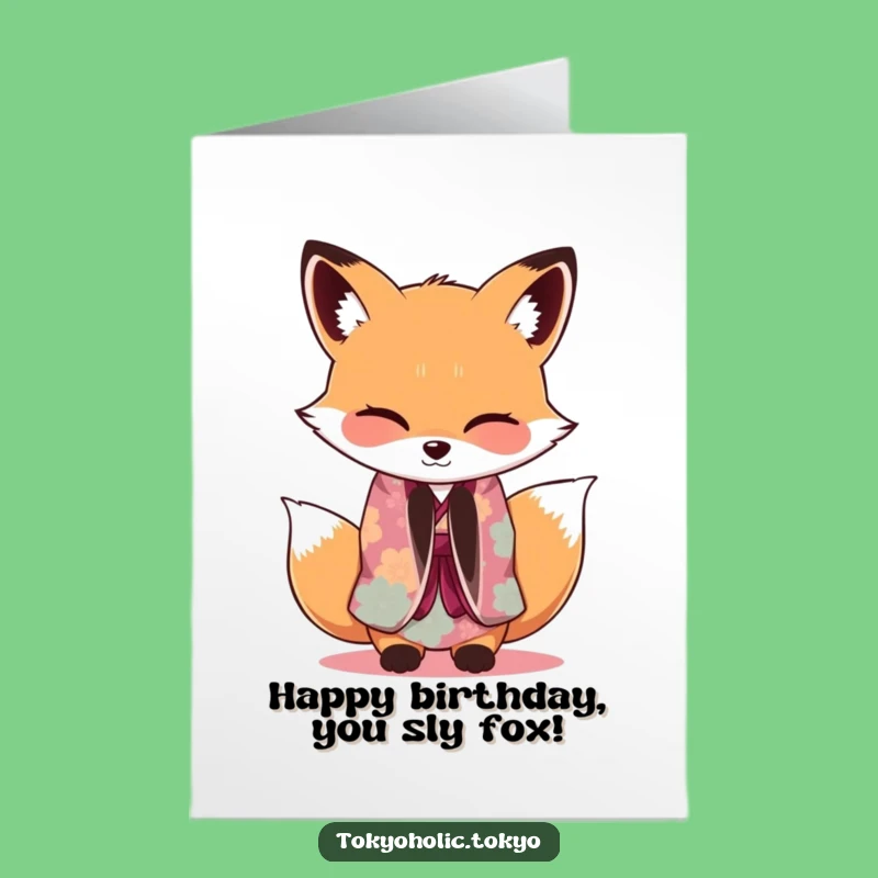 Free Printable Fox Kimono Birthday Card: Funny DIY Downloadable Gift with a Wink
