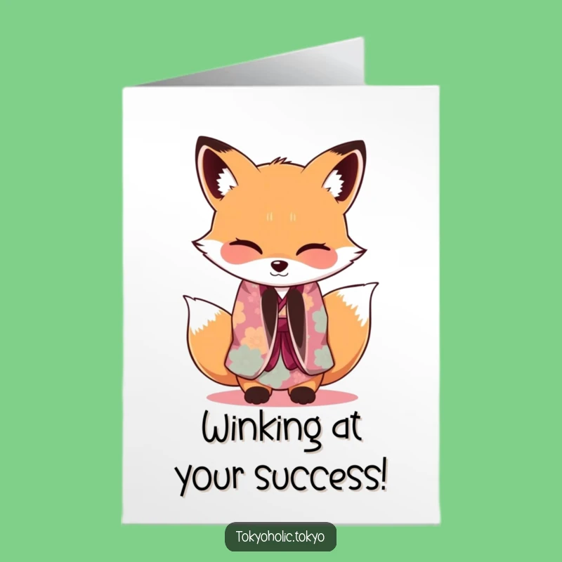 Free Printable Fox Kimono Congrats Card: Funny DIY Downloadable Gift for Stylish Success