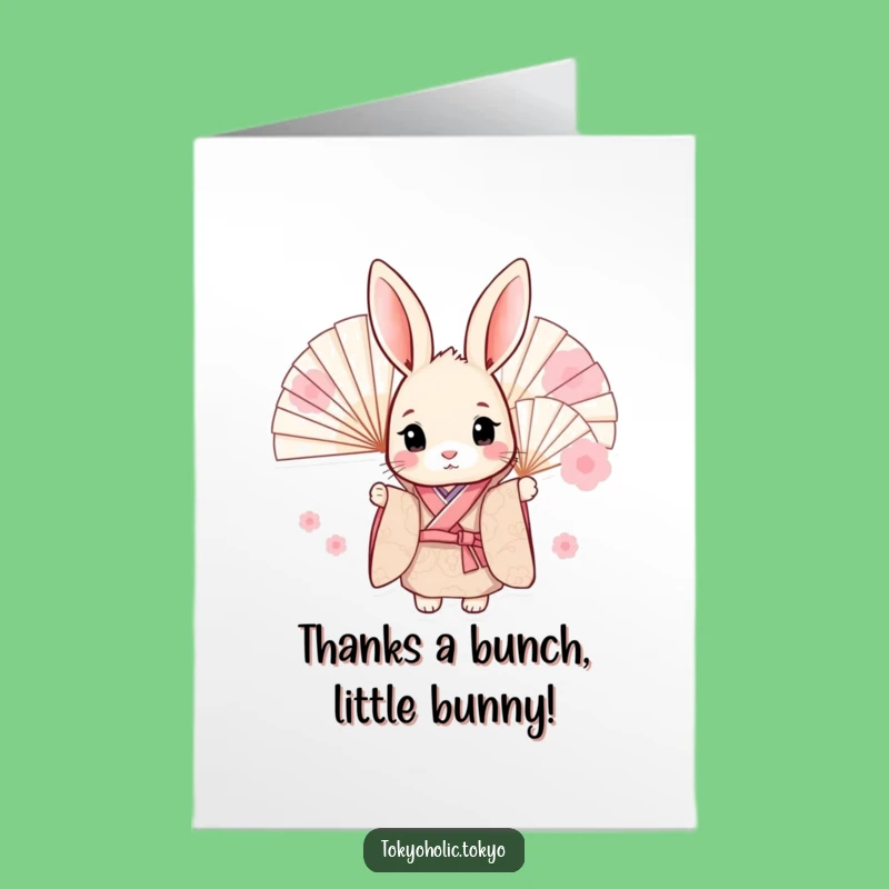 Free Printable Thank You Card: Funny Bunny Kimono Peek - Downloadable Funny Gift