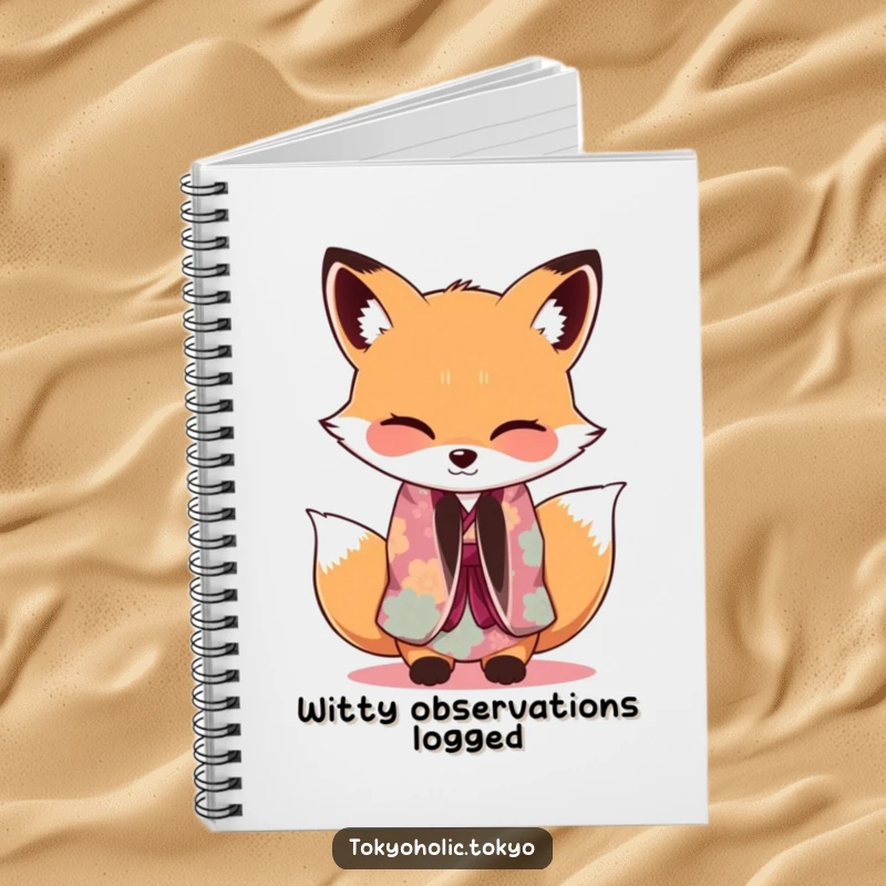 Funny Fox Kimono Notebook: An adorable fox in a kimono bowing gracefully with a wink, perfect for note-taking with charm.