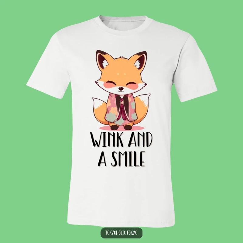 Funny Fox Kimono T-Shirt: Graceful Wink Tee, Whimsical Funny Gift
