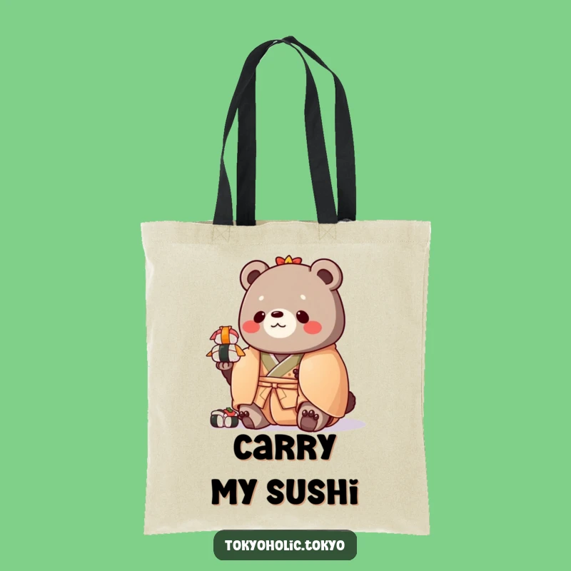 Funny Chubby Bear Sushi Tote Bag: Stylish Kimono Bear Carryall, Great Funny Gift Idea